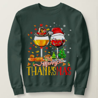 Merry Thanksmas Thanksgiving Christmas Ugly Xmas P Sweatshirt
