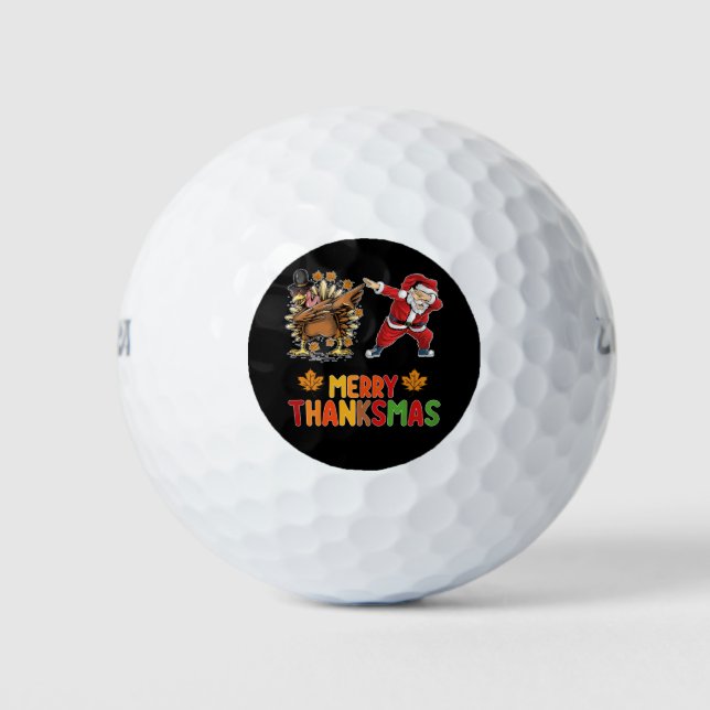 Merry Thanksmas Thanksgiving Fall Christmas Season Golf Balls (Front)