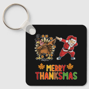 Merry Thanksmas Thanksgiving Fall Christmas Season Key Ring