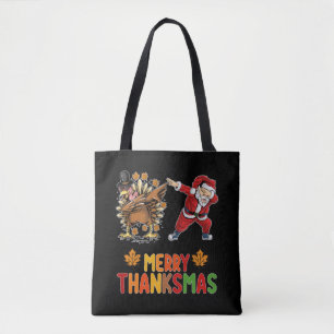 Merry Thanksmas Thanksgiving Fall Christmas Season Tote Bag