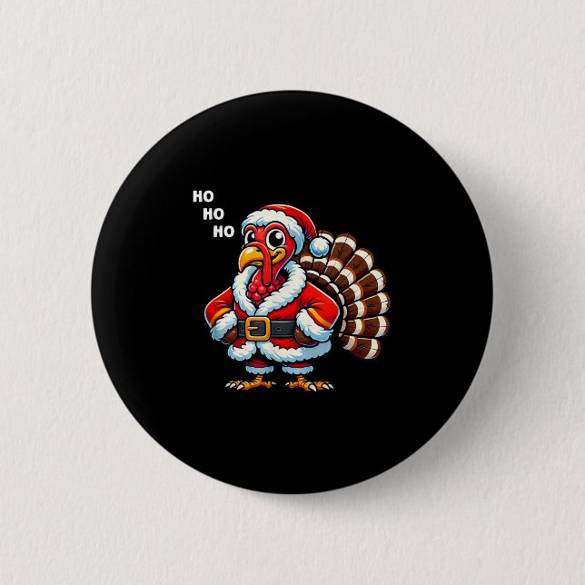 Merry Thanksmas Thanksgiving Turkey Xmas Funny Kid 6 Cm Round Badge (Front)