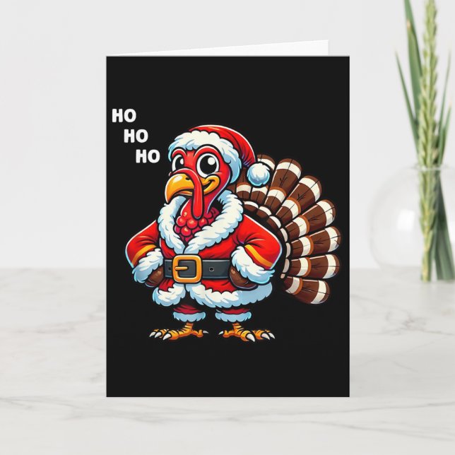Merry Thanksmas Thanksgiving Turkey Xmas Funny Kid Card (Front)