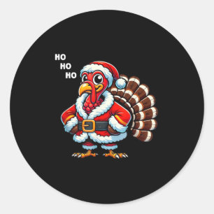 Merry Thanksmas Thanksgiving Turkey Xmas Funny Kid Classic Round Sticker