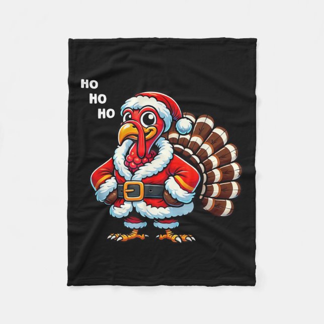 Merry Thanksmas Thanksgiving Turkey Xmas Funny Kid Fleece Blanket (Front)