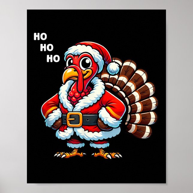 Merry Thanksmas Thanksgiving Turkey Xmas Funny Kid Poster (Front)