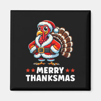 Merry Thanksmas Thanksgiving Turkey Xmas Funny Magnet