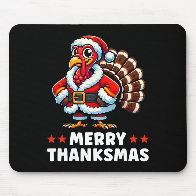 Merry Thanksmas Thanksgiving Turkey Xmas Funny  Mouse Mat (Front)