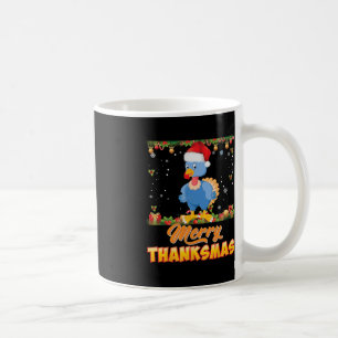 Merry Thanksmas Turkey Santa Elf Thanksgiving Chri Coffee Mug