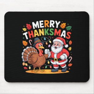 Merry Thanksmas Turkey Santa Thanksgiving Christma Mouse Mat