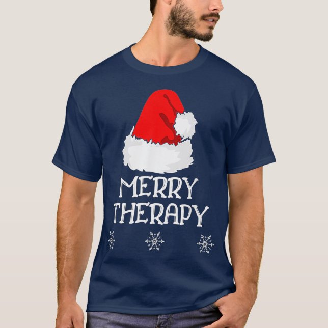 Merry Therapy Christmas Physical or Occupational T-Shirt (Front)