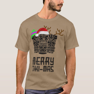 Merry TikiMas Christmas , Santa Hat Tiki Tee 