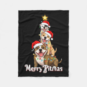 Merry Tmas Tbull Christmas Theme For Festive Dog L Fleece Blanket