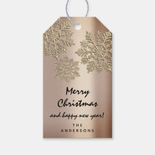 Merry To Holiday Gift Happy New Year Snow Rose Gift Tags