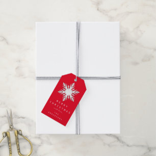Merry To Name Holiday Christmas Red Grey Gift Tags