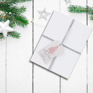 Merry To Name Holiday Christmas Tree Rose Blush Gift Tags