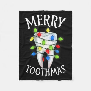 Merry Toothmas Christmas Light Molar Tooth Hygieni Fleece Blanket