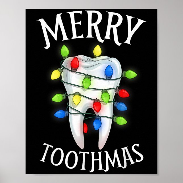 Merry Toothmas Christmas Light Molar Tooth Hygieni Poster (Front)