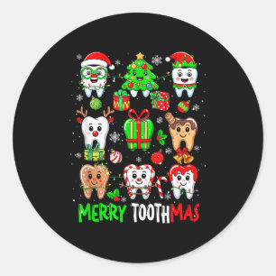 Merry Toothmas Teeth Collection Santa Reindeer Xma Classic Round Sticker