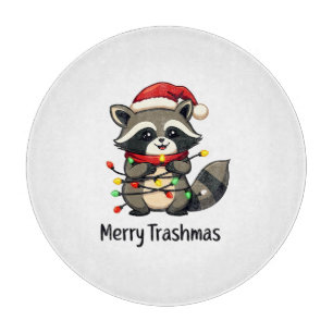 Merry Trashmas Funny Racoon Christmas Holiday Cutting Board