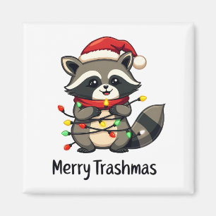Merry Trashmas Funny Racoon Christmas Holiday Magnet
