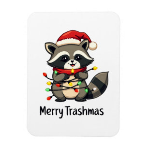 Merry Trashmas Funny Racoon Christmas Holiday Magnet