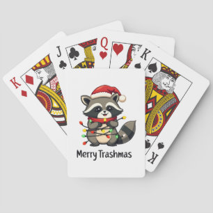 Merry Trashmas Funny Racoon Christmas Holiday Playing Cards