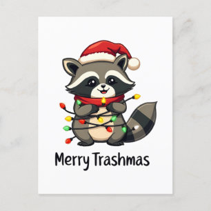 Merry Trashmas Funny Racoon Christmas Holiday  Postcard