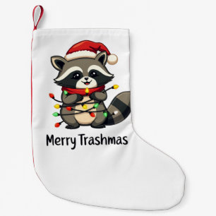 Merry Trashmas Funny Racoon Christmas Holiday  Small Christmas Stocking