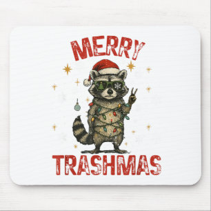 Merry Trashmas Raccoon Christmas Lights Funny Xmas Mouse Mat