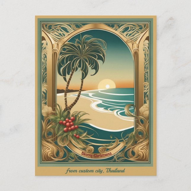 Merry tropical beach christmas Thailand greeting  Postcard (Front)