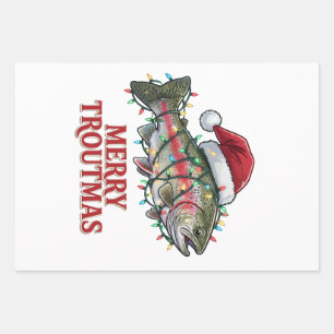 Merry Troutmas Trout Fish Fisherman Christmas Wrapping Paper Sheet