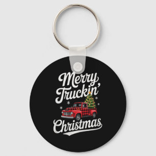 Merry Truckin' Christmas Buffalo Plaid Clic Ck Up  Key Ring