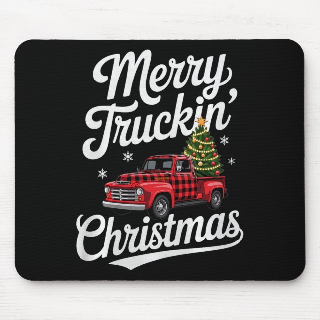 Merry Truckin' Christmas Buffalo Plaid Clic Ck Up  Mouse Mat (Front)