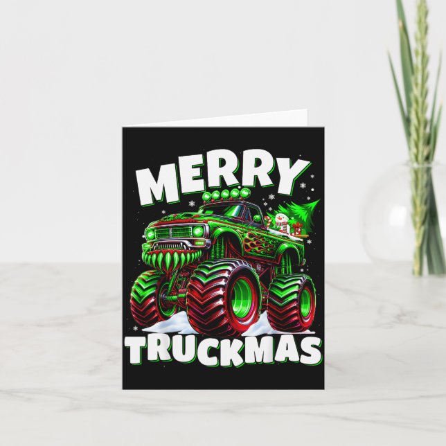 Merry Truckmas Truck Kids &amp; Boys Christmas  Card (Front)