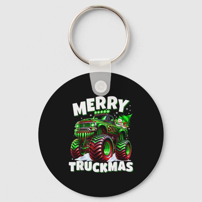 Merry Truckmas Truck Kids &amp; Boys Christmas  Key Ring (Front)