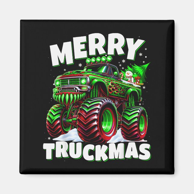 Merry Truckmas Truck Kids &amp; Boys Christmas  Magnet (Front)