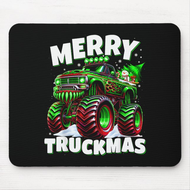 Merry Truckmas Truck Kids &amp; Boys Christmas  Mouse Mat (Front)