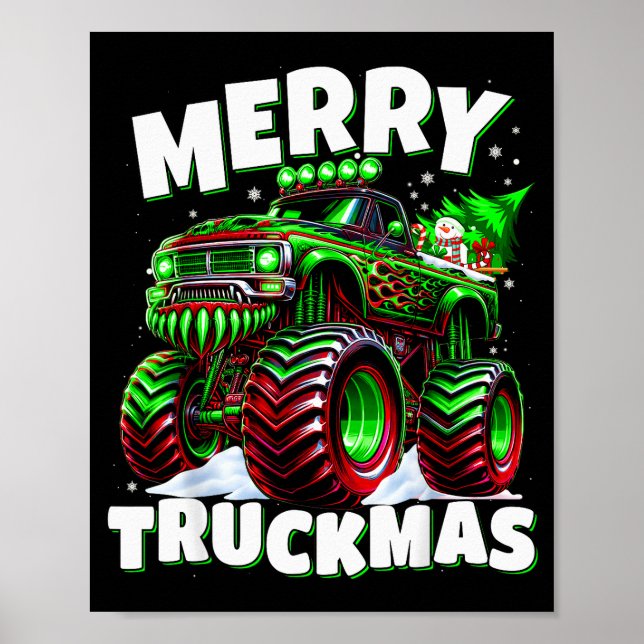 Merry Truckmas Truck Kids &amp; Boys Christmas  Poster (Front)