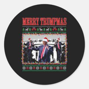 Merry Trumpmas Donald Trump Santa Family Xmas Ugly Classic Round Sticker