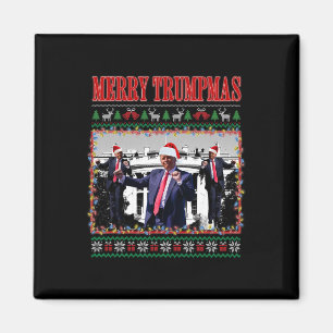 Merry Trumpmas Donald Trump Santa Family Xmas Ugly Magnet