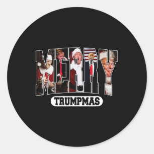 Merry Trumpmas Santa Trump Christmas Pyjamas Funny Classic Round Sticker