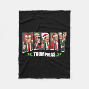Merry Trumpmas Santa Trump Christmas Pyjamas Funny Fleece Blanket