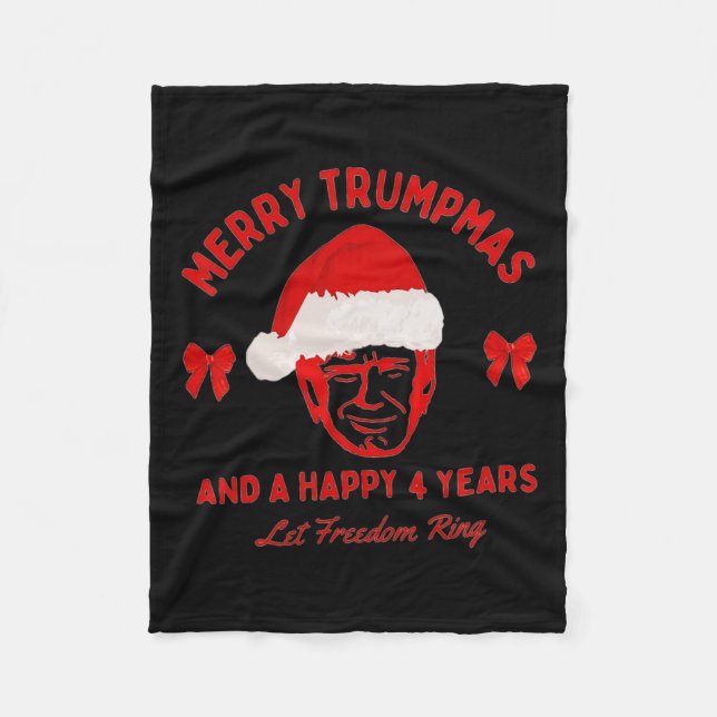 Merry Trumpmas Santa Trump Christmas Pyjamas Funny Fleece Blanket (Front)