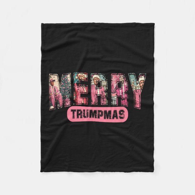 Merry Trumpmas Santa Trump Christmas Pyjamas Funny Fleece Blanket (Front)