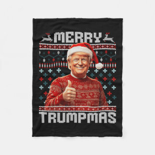 Merry Trumpmas Santa Trump Christmas Pyjamas Ugly Fleece Blanket