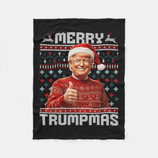 Merry Trumpmas Santa Trump Christmas Pyjamas Ugly  Fleece Blanket