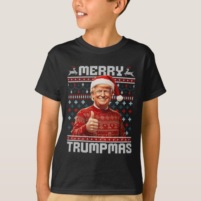 Merry Trumpmas Santa Trump Christmas Pyjamas Ugly  T-Shirt (Front)