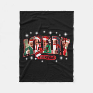 Merry Trumpmas Santa Trump Funny Christmas Pyjamas Fleece Blanket