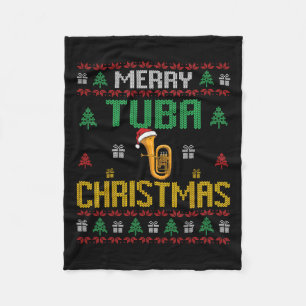 Merry Tuba Christmas Funny Tuba Player Ugly Xmas H Fleece Blanket