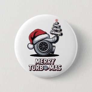 Merry Turbomas Turbo Mechanic Santa Christmas 6 Cm Round Badge